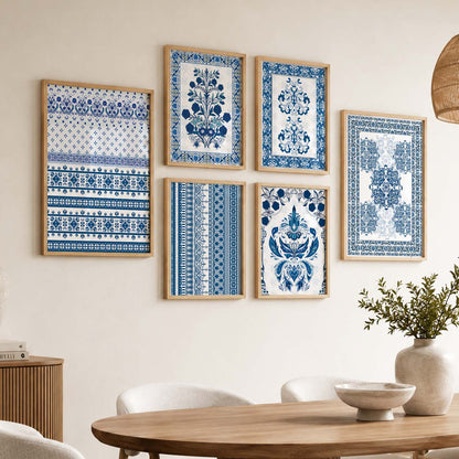 Traditional Indian Prints with Frame for Living Room Bedroom Home and Office Wall Decor Set of 6