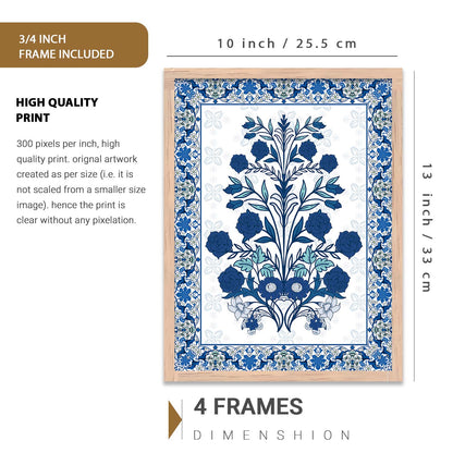 Traditional Indian Prints with Frame for Living Room Bedroom Home and Office Wall Decor Set of 6