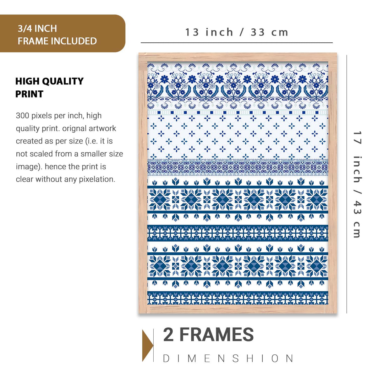 Traditional Indian Prints with Frame for Living Room Bedroom Home and Office Wall Decor Set of 6