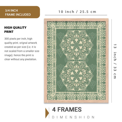 Traditional Indian Prints with Frame for Living Room Bedroom Home and Office Wall Decor Set of 6