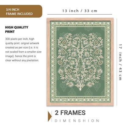 Traditional Indian Prints with Frame for Living Room Bedroom Home and Office Wall Decor Set of 6