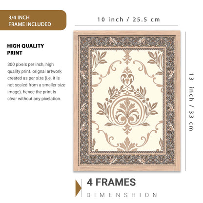 Traditional Indian Prints with Frame for Living Room Bedroom Home and Office Wall Decor Set of 6