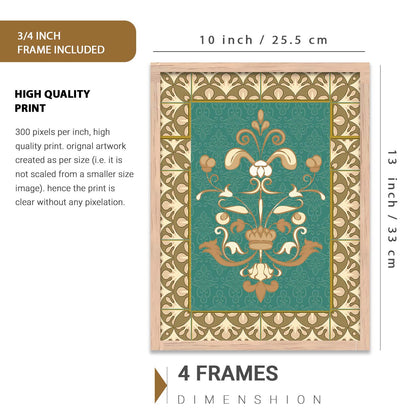 Traditional Indian Prints with Frame for Living Room Bedroom Home and Office Wall Decor Set of 6
