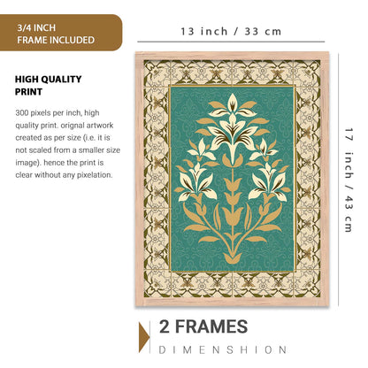 Traditional Indian Prints with Frame for Living Room Bedroom Home and Office Wall Decor Set of 6