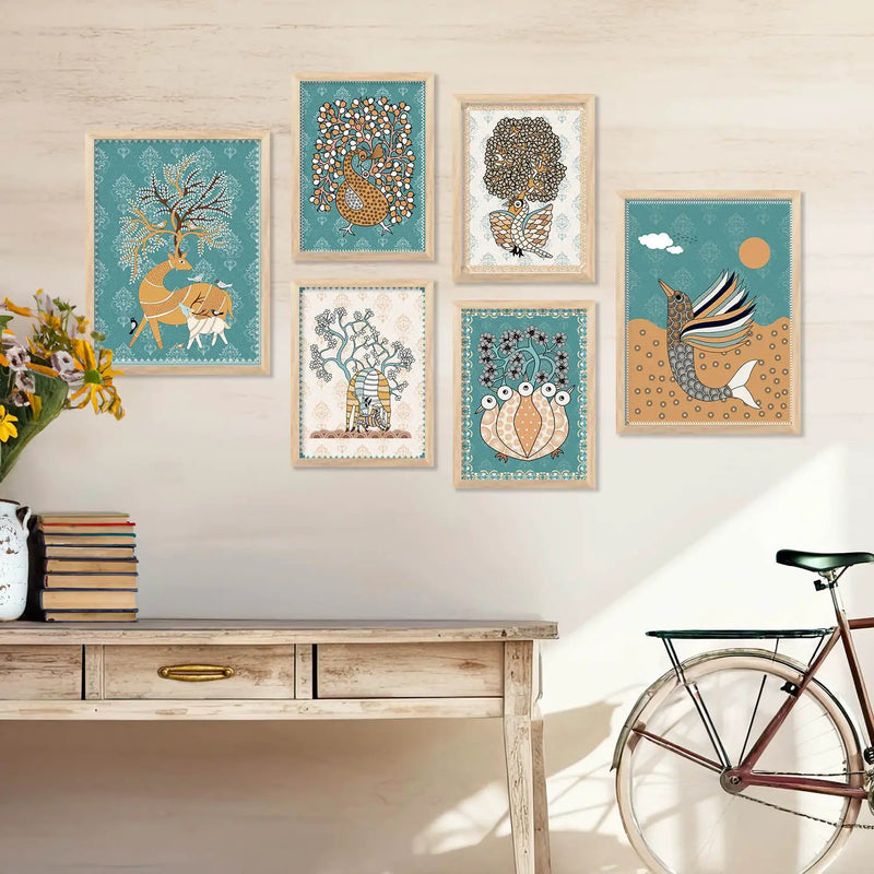 Gond Wall Art Poster With Frame For Home And Wall Decor