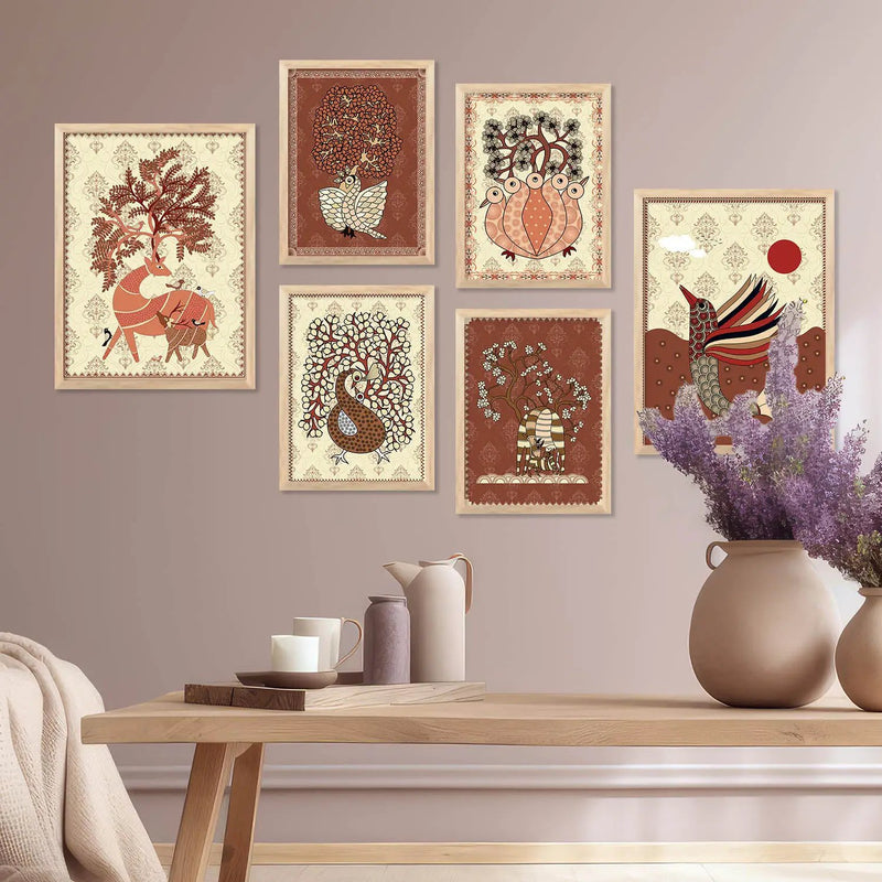 Gond Wall Art Poster With Frame For Home And Wall Decor