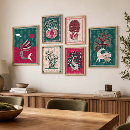 Gond Wall Art Poster With Frame For Home And Wall Decor