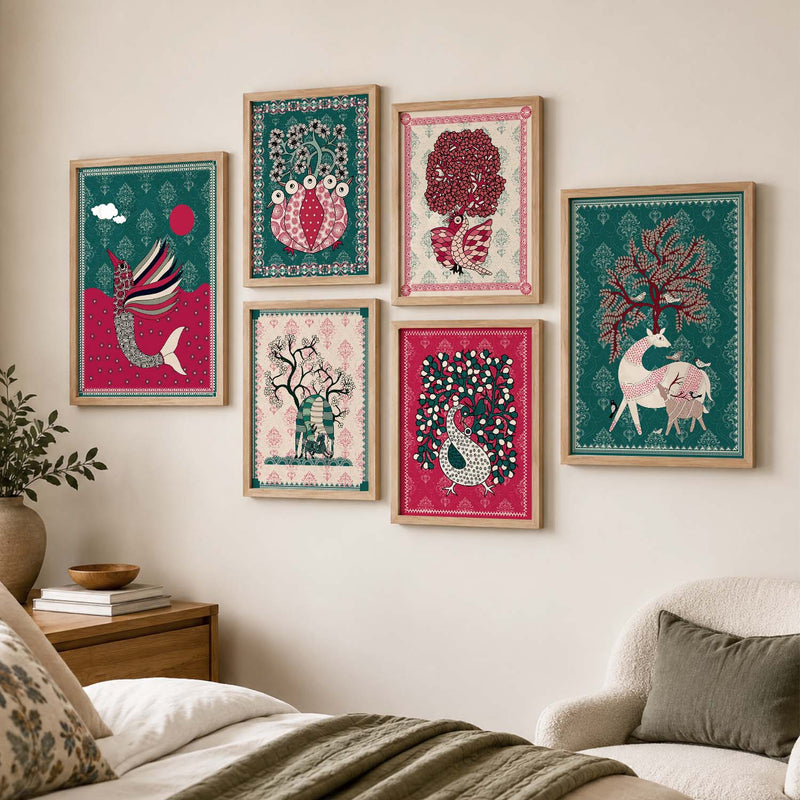 Gond Wall Art Poster With Frame For Home And Wall Decor