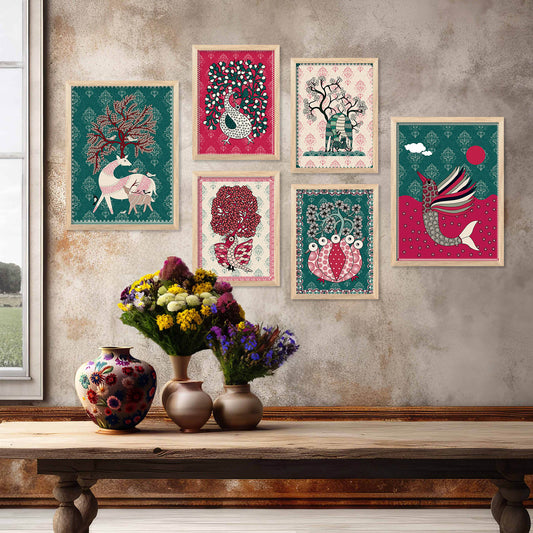 Gond Wall Art Poster With Frame For Home And Wall Decor