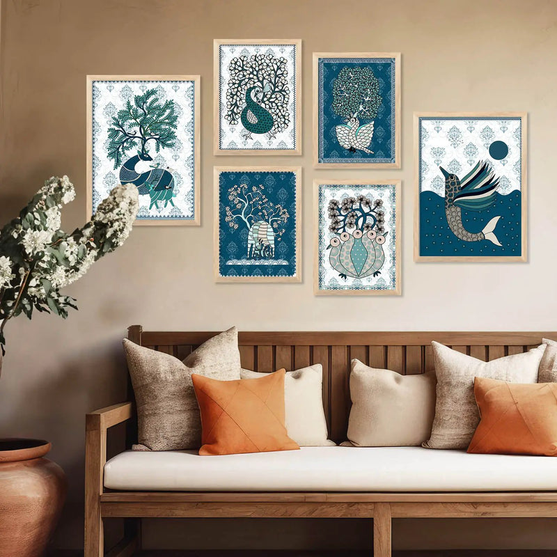 Gond Wall Art Poster With Frame For Home And Wall Decor