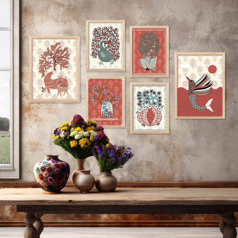 Gond Wall Art Poster With Frame For Home And Wall Decor