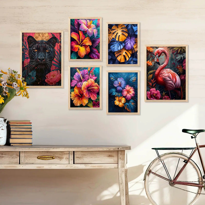 Floral Wall Art Poster With Frame For Home And Wall Decor