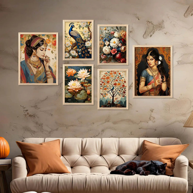 Madhubani Wall Art Poster With Frame For Home And Wall Decor