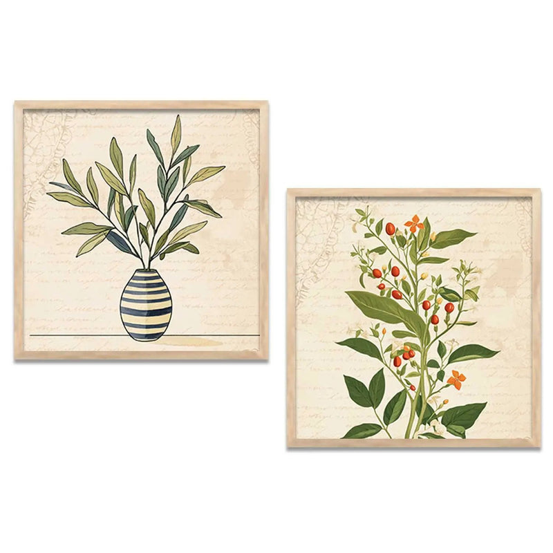 Botanical  Wall  Art Paintings  with Frame for Wall Decor