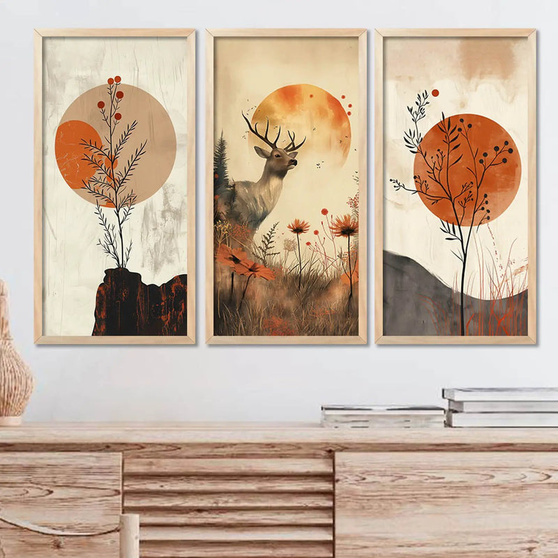 Boho Framed Wall Art Prints | Set of 3 | Home Decor