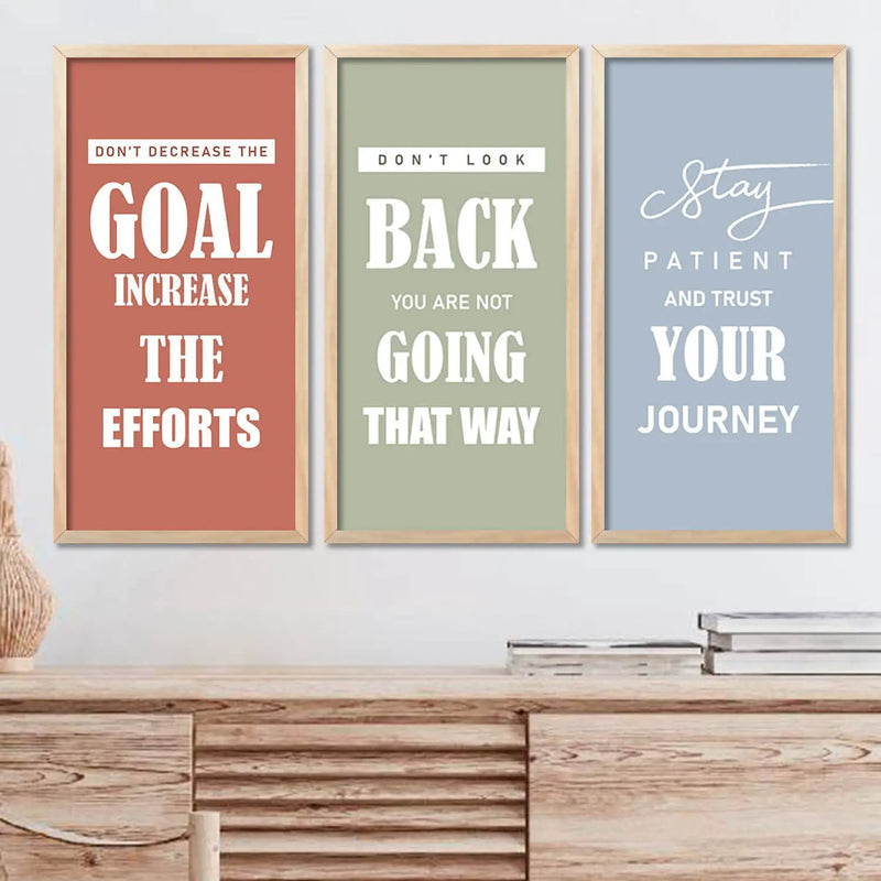 Dream Big Work Hard Bold Typography Motivational Quotes Wall Art Set of 3 Framed Prints