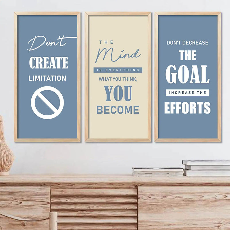 Dream Big Goal Setting Bold Typography Motivational Quotes Wall Art Set of 3 Framed Prints
