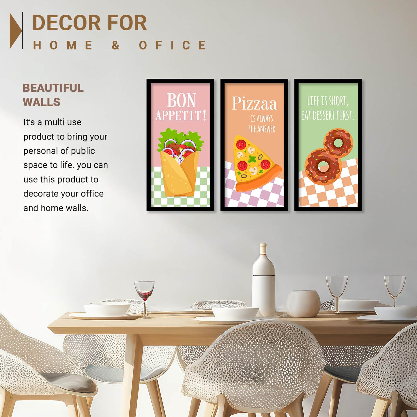 Quotes Wall Art Restaurant Décor Prints, Decorative Wall Prints For Kitchen