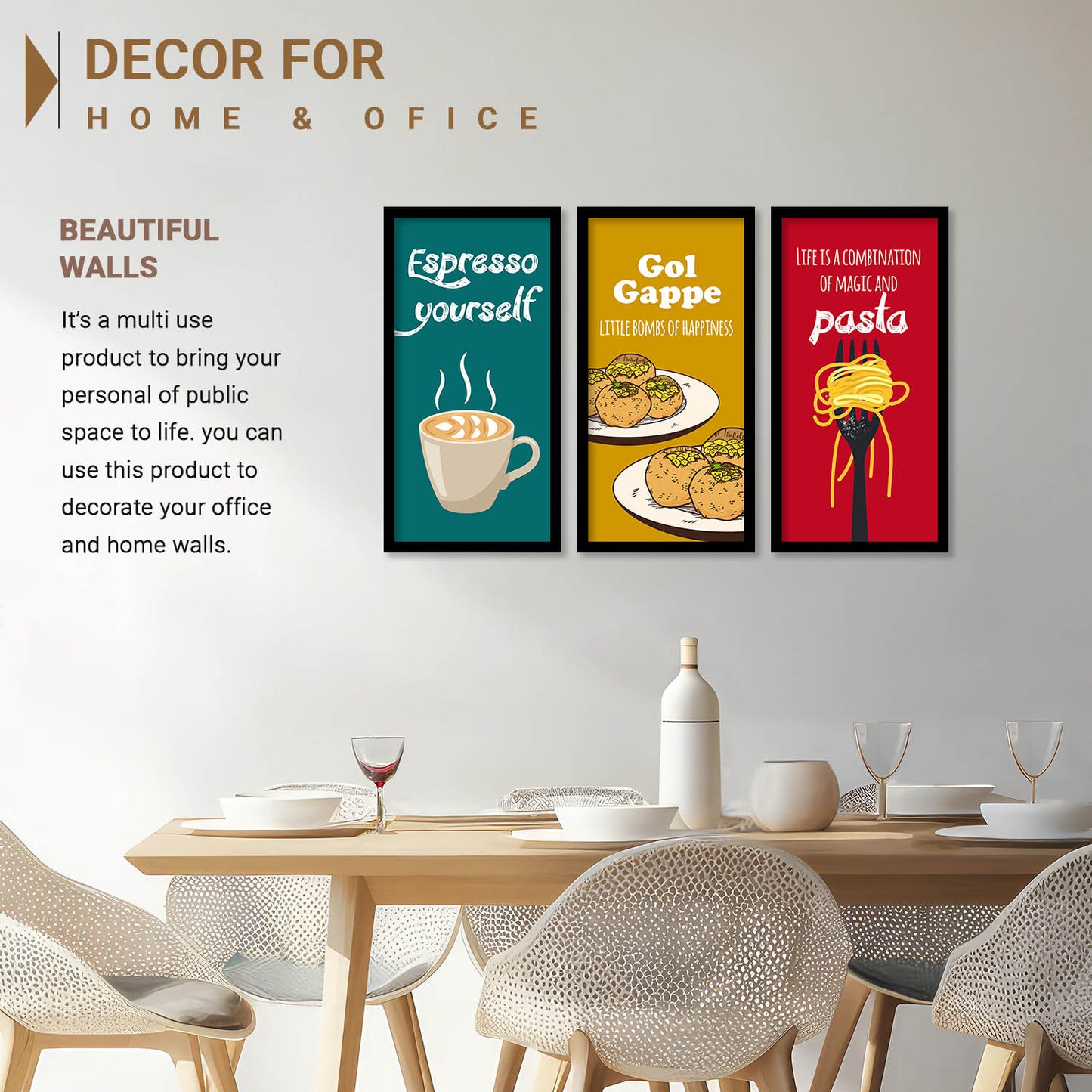 Quotes Wall Art Restaurant Décor Prints, Decorative Wall Prints For Kitchen