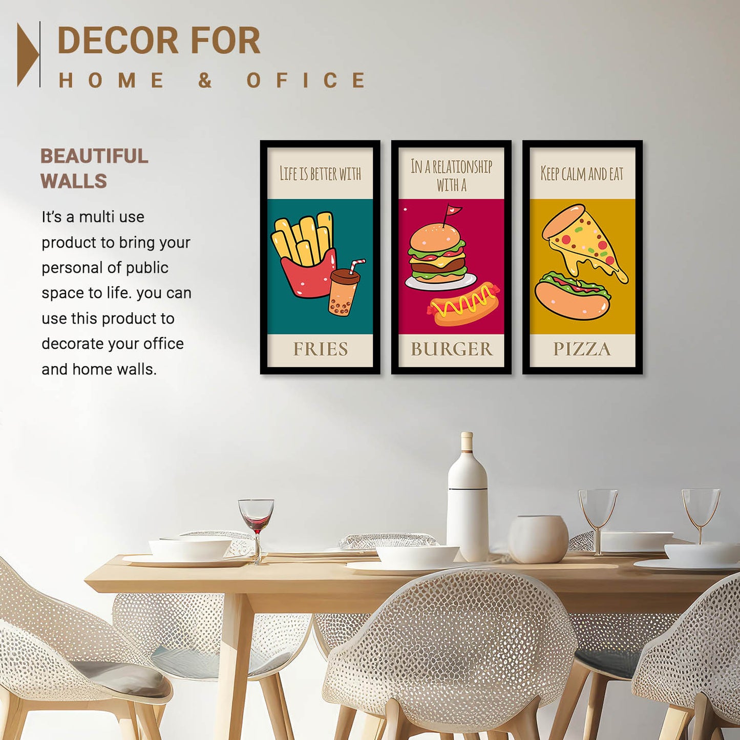 Quotes Wall Art Restaurant Décor Prints, Decorative Wall Prints For Kitchen