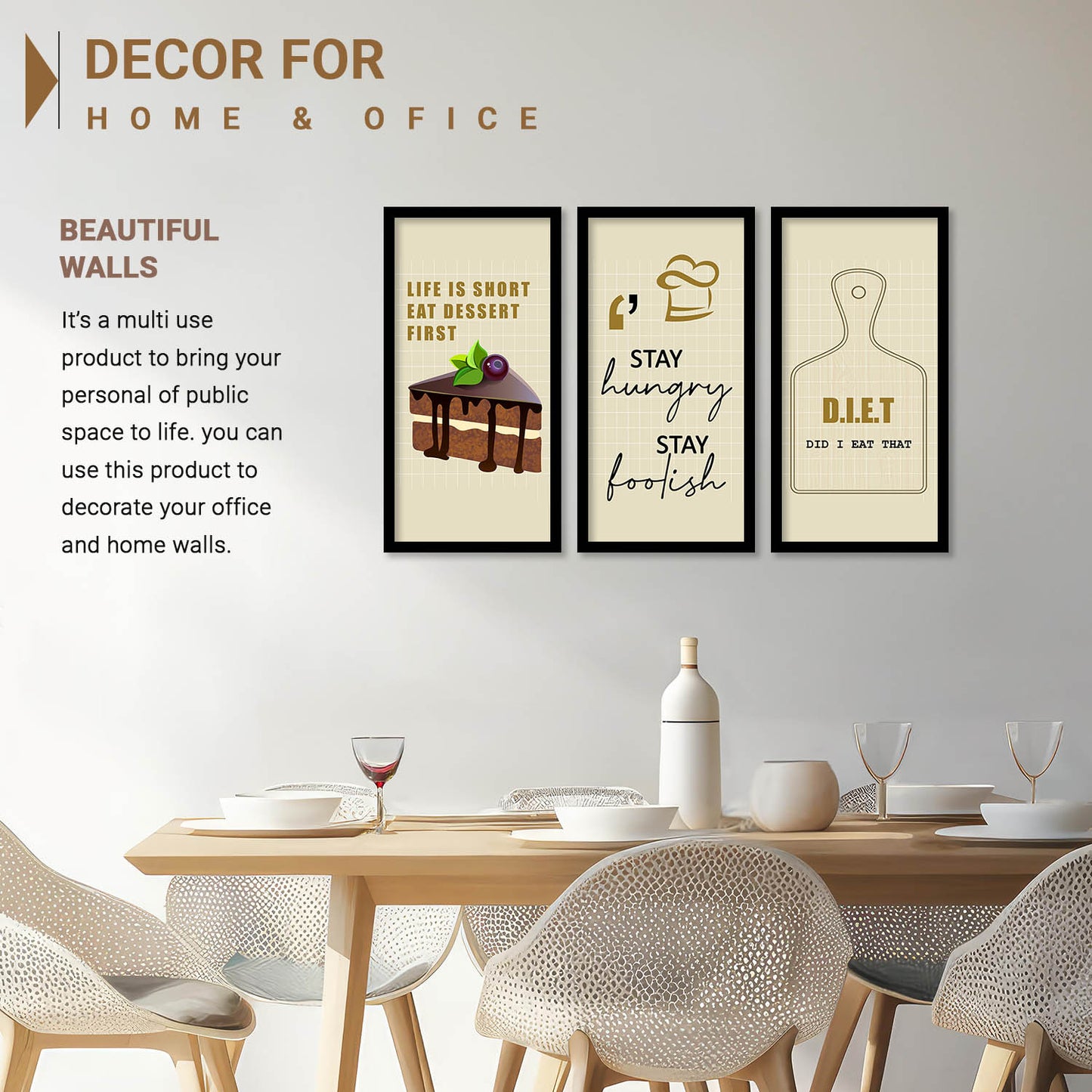 Quotes Wall Art Restaurant Décor Prints, Decorative Wall Prints For Kitchen