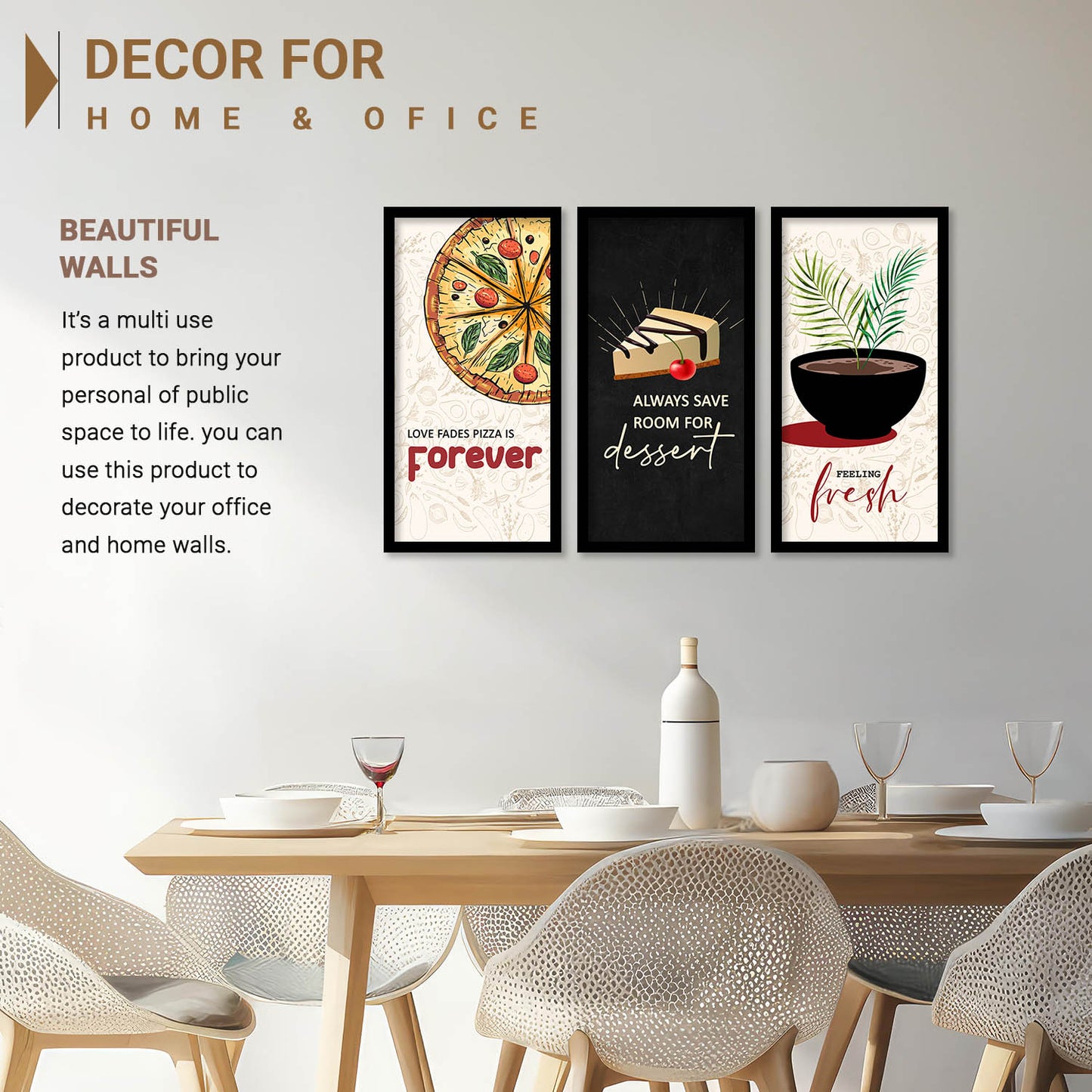 Quotes Wall Art Restaurant Décor Prints, Decorative Wall Prints For Kitchen