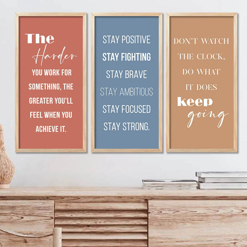 Dream Big Goal Setting Modern Typography Motivational Quotes Wall Art Set of 3 Framed Prints