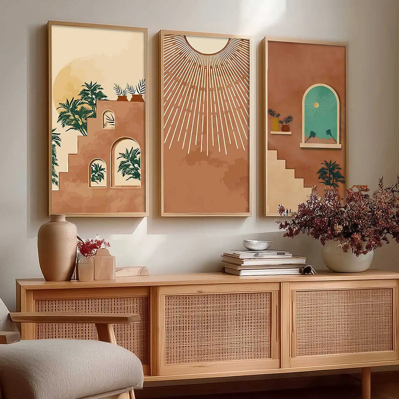 Boho Framed Wall Art Prints | Set of 3 | Home Decor