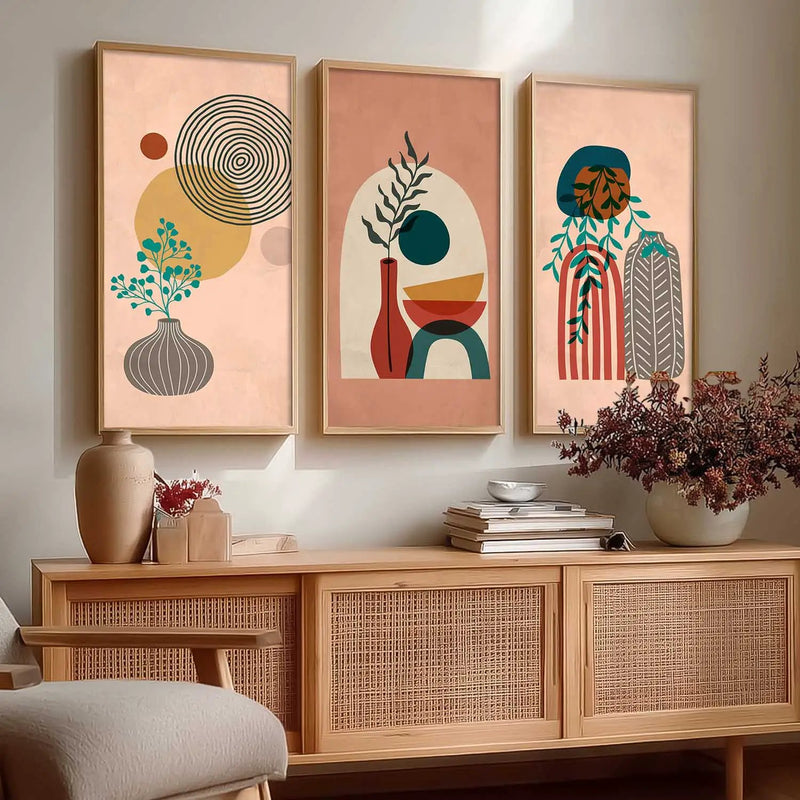 Boho Framed Wall Art Prints | Set of 3 | Home Decor