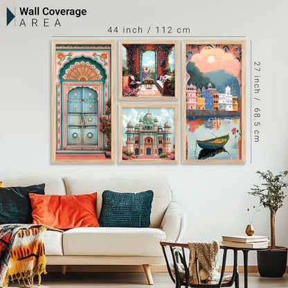 kotart Indian Traditional Big Size Art Wall Painting Home Decoration With Frame For Bed Room Hotel Wall Decor