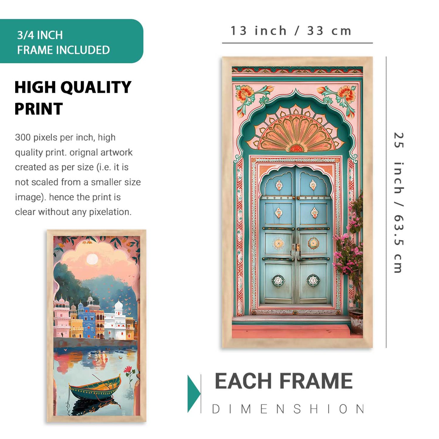 kotart Indian Traditional Big Size Art Wall Painting Home Decoration With Frame For Bed Room Hotel Wall Decor