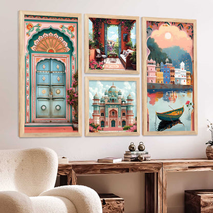 kotart Indian Traditional Big Size Art Wall Painting Home Decoration With Frame For Bed Room Hotel Wall Decor