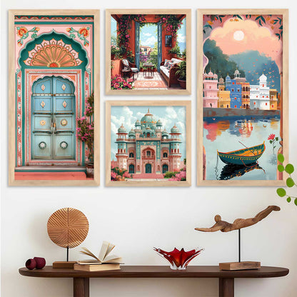 kotart Indian Traditional Big Size Art Wall Painting Home Decoration With Frame For Bed Room Hotel Wall Decor