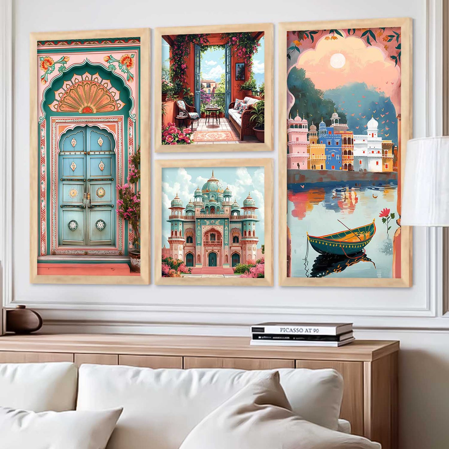 kotart Indian Traditional Big Size Art Wall Painting Home Decoration With Frame For Bed Room Hotel Wall Decor