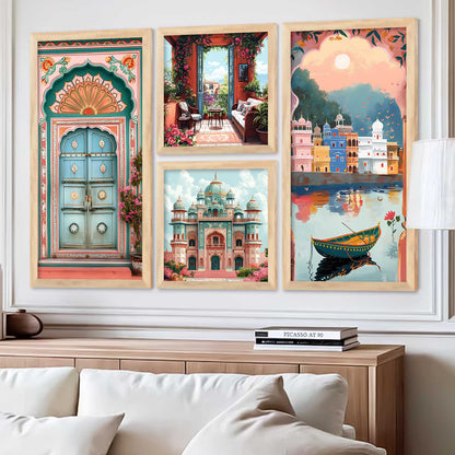 kotart Indian Traditional Big Size Art Wall Painting Home Decoration With Frame For Bed Room Hotel Wall Decor