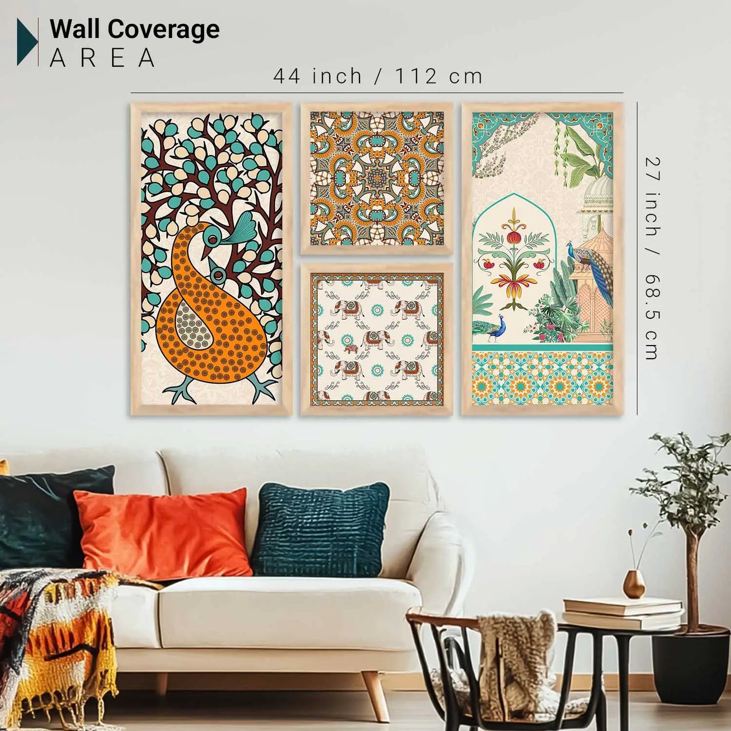 kotart Traditional Gond Big Size Art Wall Painting Home Decoration With Frame For Living Room Bed Room Hotel Wall Decor (
