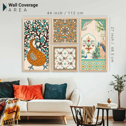 kotart Traditional Gond Big Size Art Wall Painting Home Decoration With Frame For Living Room Bed Room Hotel Wall Decor (