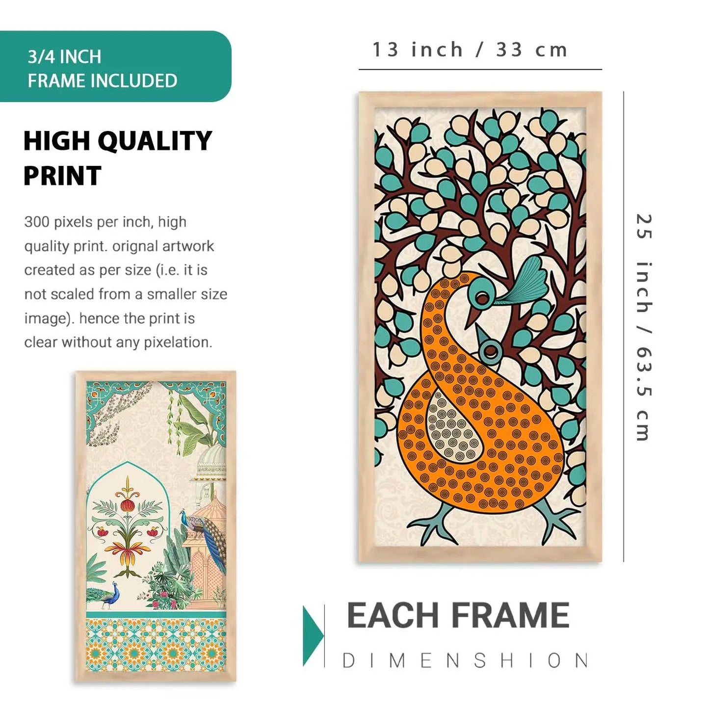 kotart Traditional Gond Big Size Art Wall Painting Home Decoration With Frame For Living Room Bed Room Hotel Wall Decor (