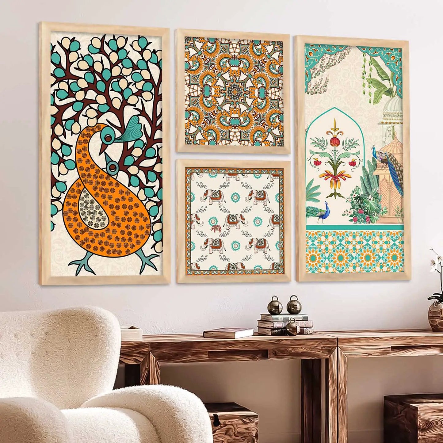 kotart Traditional Gond Big Size Art Wall Painting Home Decoration With Frame For Living Room Bed Room Hotel Wall Decor (