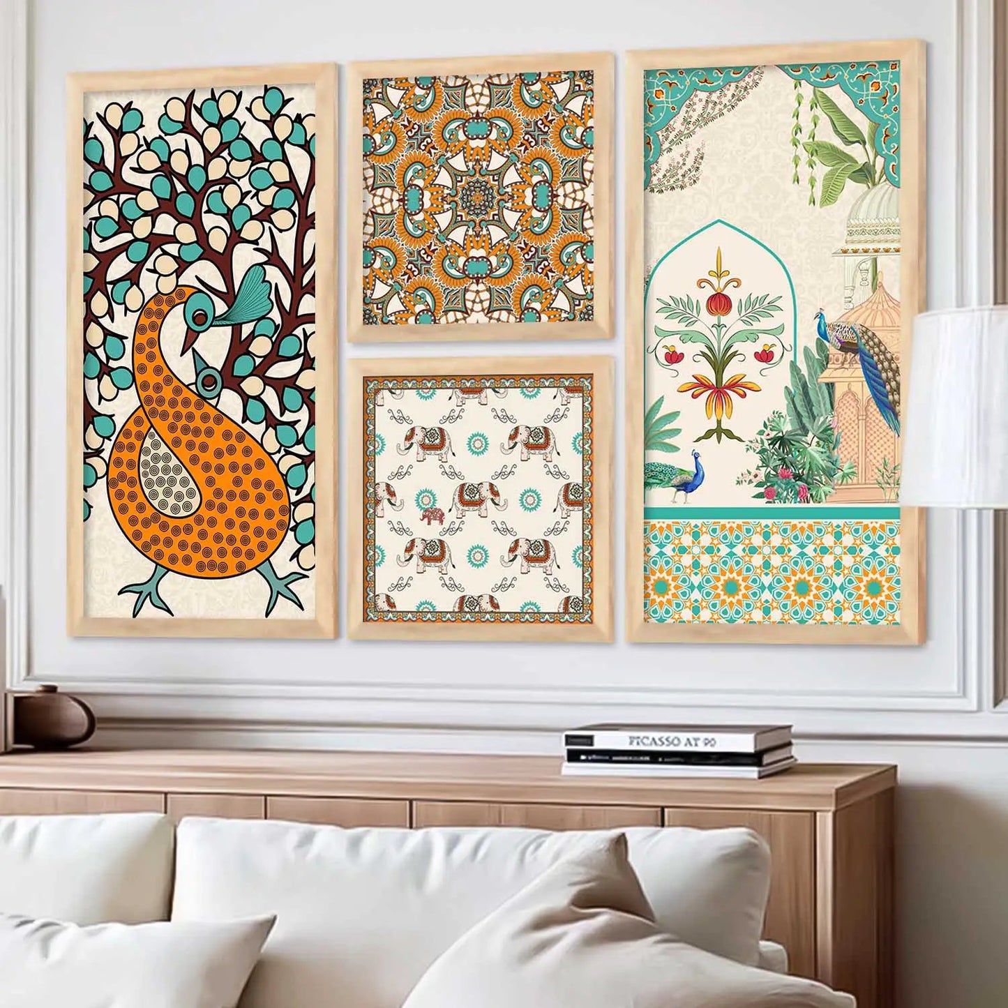 kotart Traditional Gond Big Size Art Wall Painting Home Decoration With Frame For Living Room Bed Room Hotel Wall Decor (