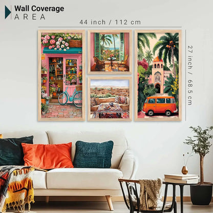 kotart Painting Modern City view Wall Art Home Decoration Paintings With Frame For Living Room Bed Room Hotel Wall Decor