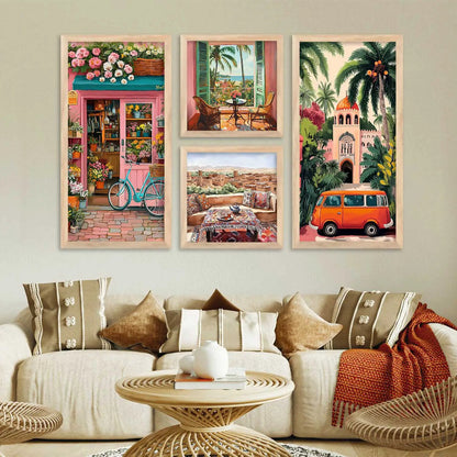 kotart Painting Modern City view Wall Art Home Decoration Paintings With Frame For Living Room Bed Room Hotel Wall Decor