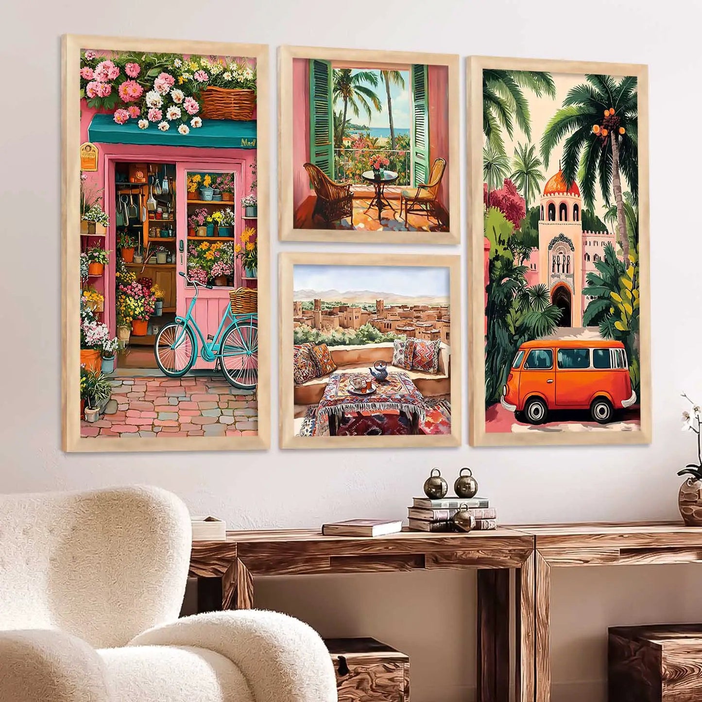 kotart Painting Modern City view Wall Art Home Decoration Paintings With Frame For Living Room Bed Room Hotel Wall Decor