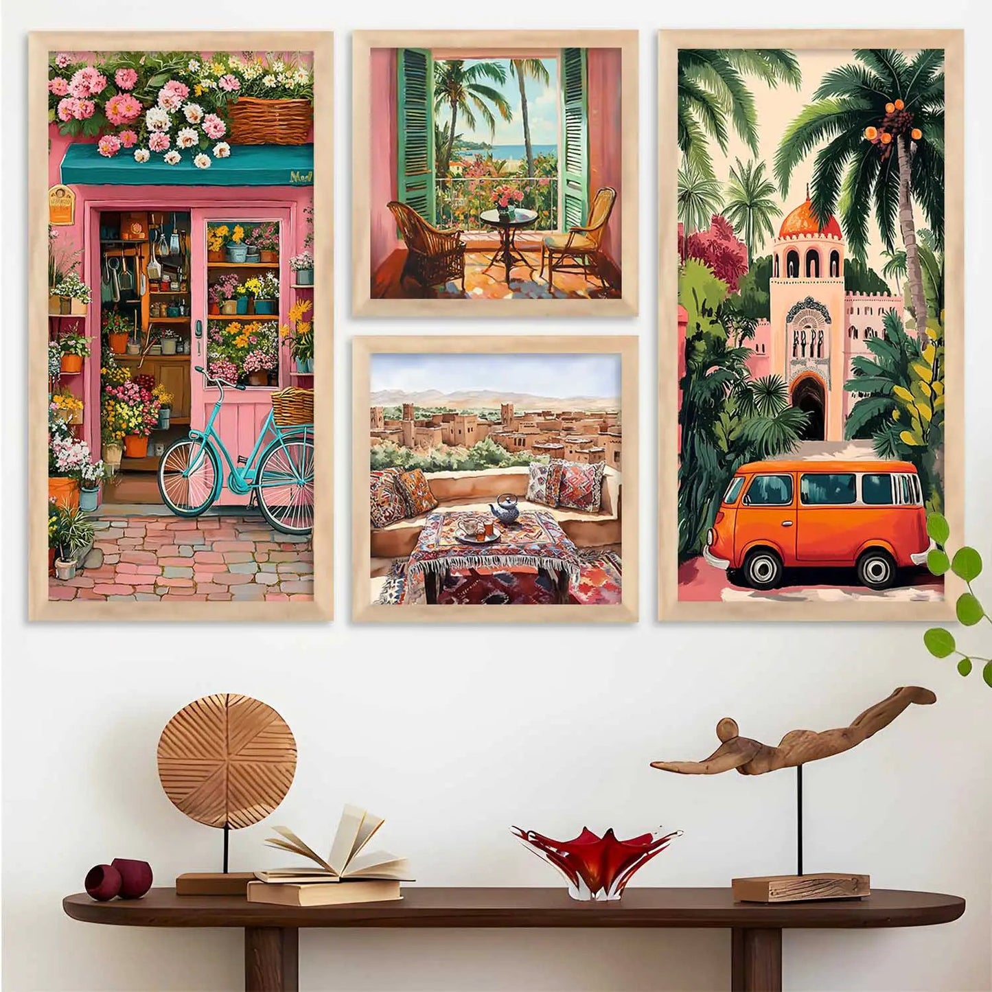 kotart Painting Modern City view Wall Art Home Decoration Paintings With Frame For Living Room Bed Room Hotel Wall Decor