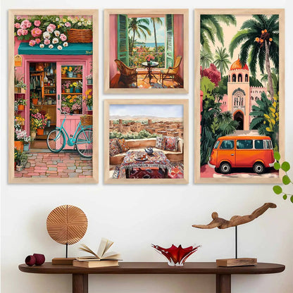 kotart Painting Modern City view Wall Art Home Decoration Paintings With Frame For Living Room Bed Room Hotel Wall Decor