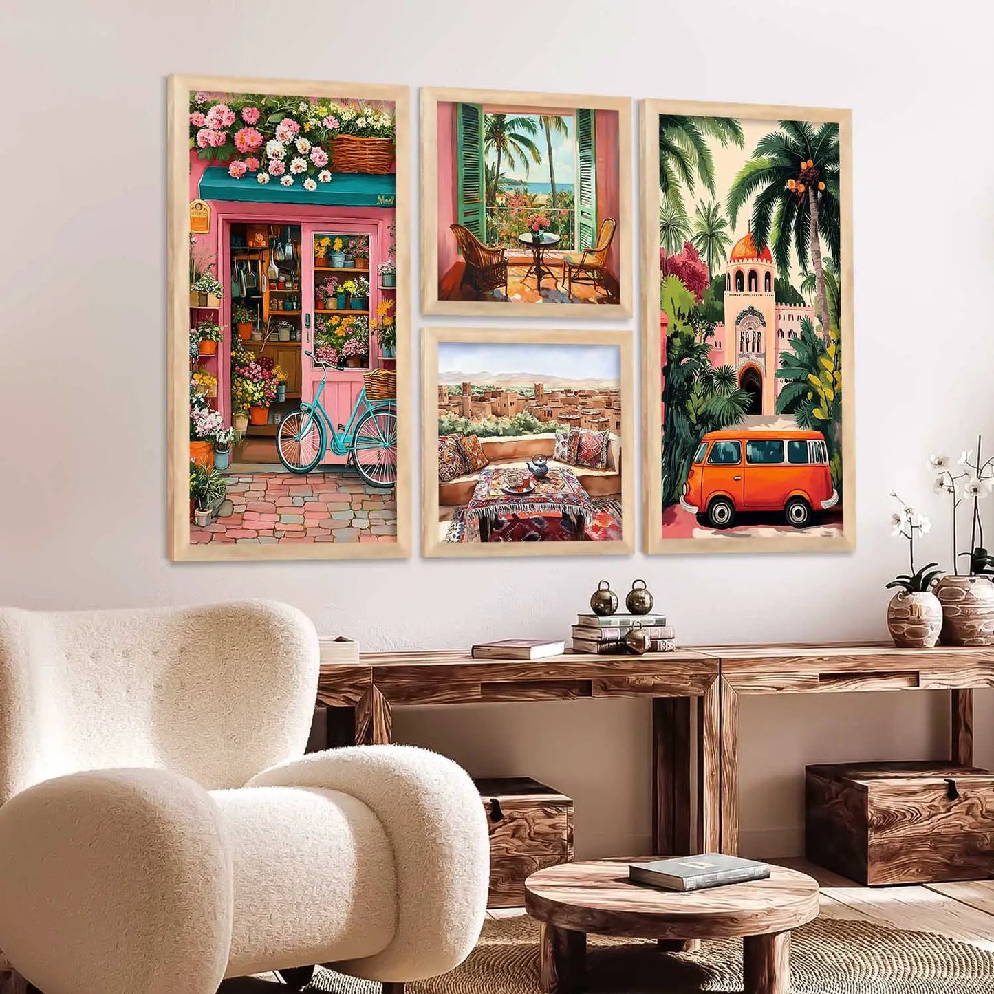 kotart Painting Modern City view Wall Art Home Decoration Paintings With Frame For Living Room Bed Room Hotel Wall Decor