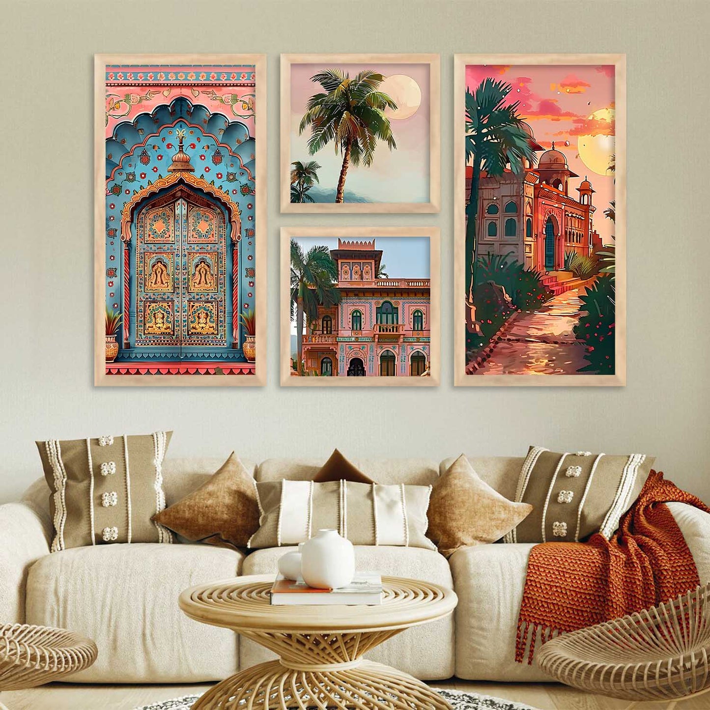 kotart Traditional Big Size Art Wall Painting Home Decoration With Frame For Bed Room Hotel Wall Decor