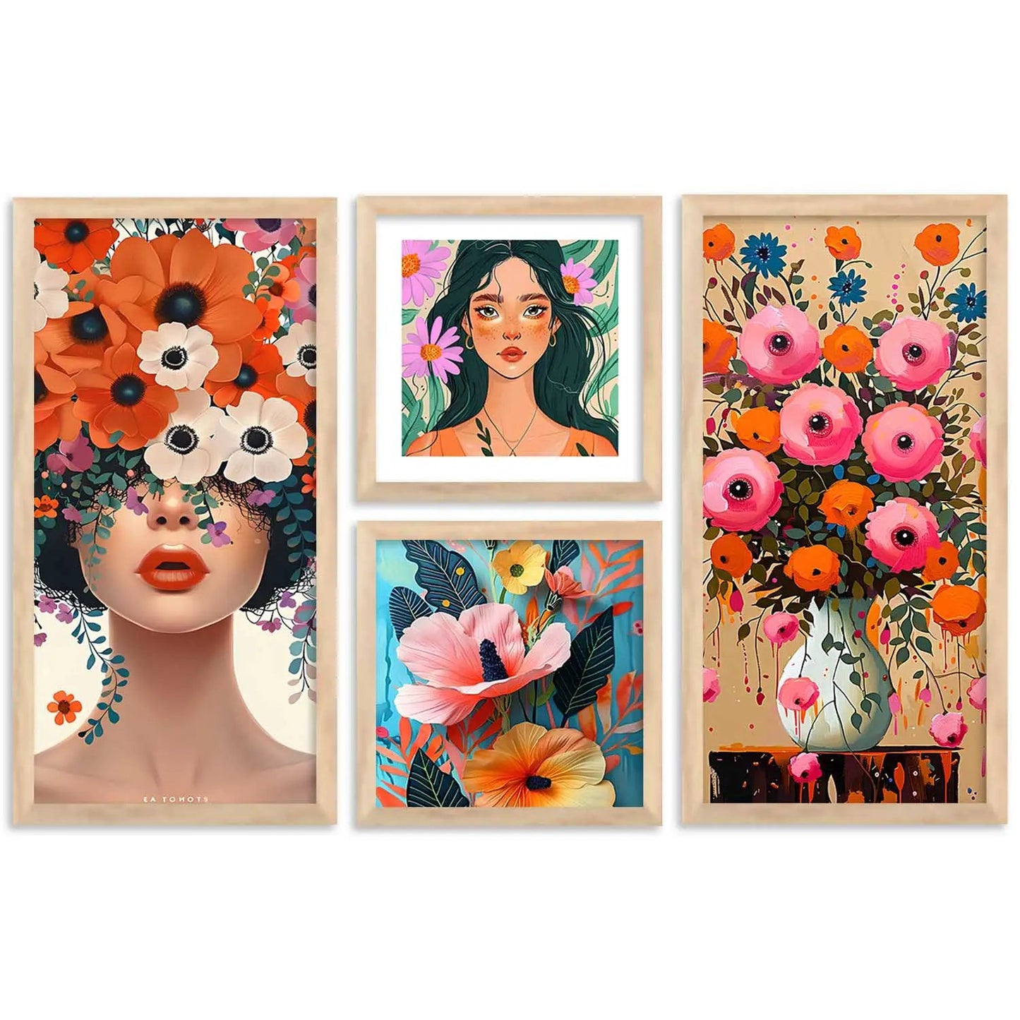 kotart  Modern Big Size Wall Art Home Painting Decoration Floral Paintings With Frame For Living Room Bed Room Hotel Wall Decor