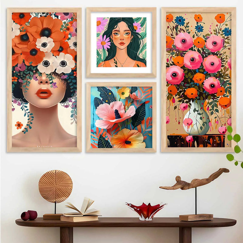 kotart  Modern Big Size Wall Art Home Painting Decoration Floral Paintings With Frame For Living Room Bed Room Hotel Wall Decor