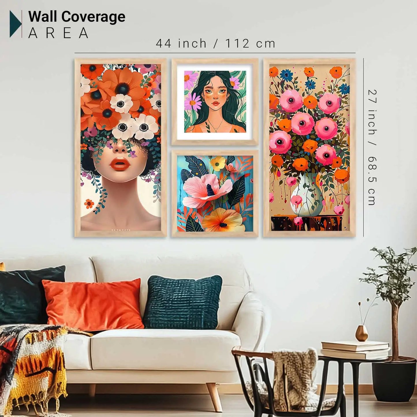 kotart  Modern Big Size Wall Art Home Painting Decoration Floral Paintings With Frame For Living Room Bed Room Hotel Wall Decor